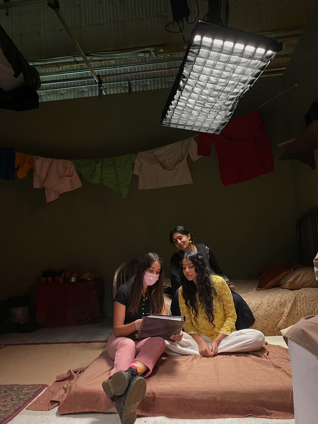 Kanika directing two women for her film, The Pomegranate Tree