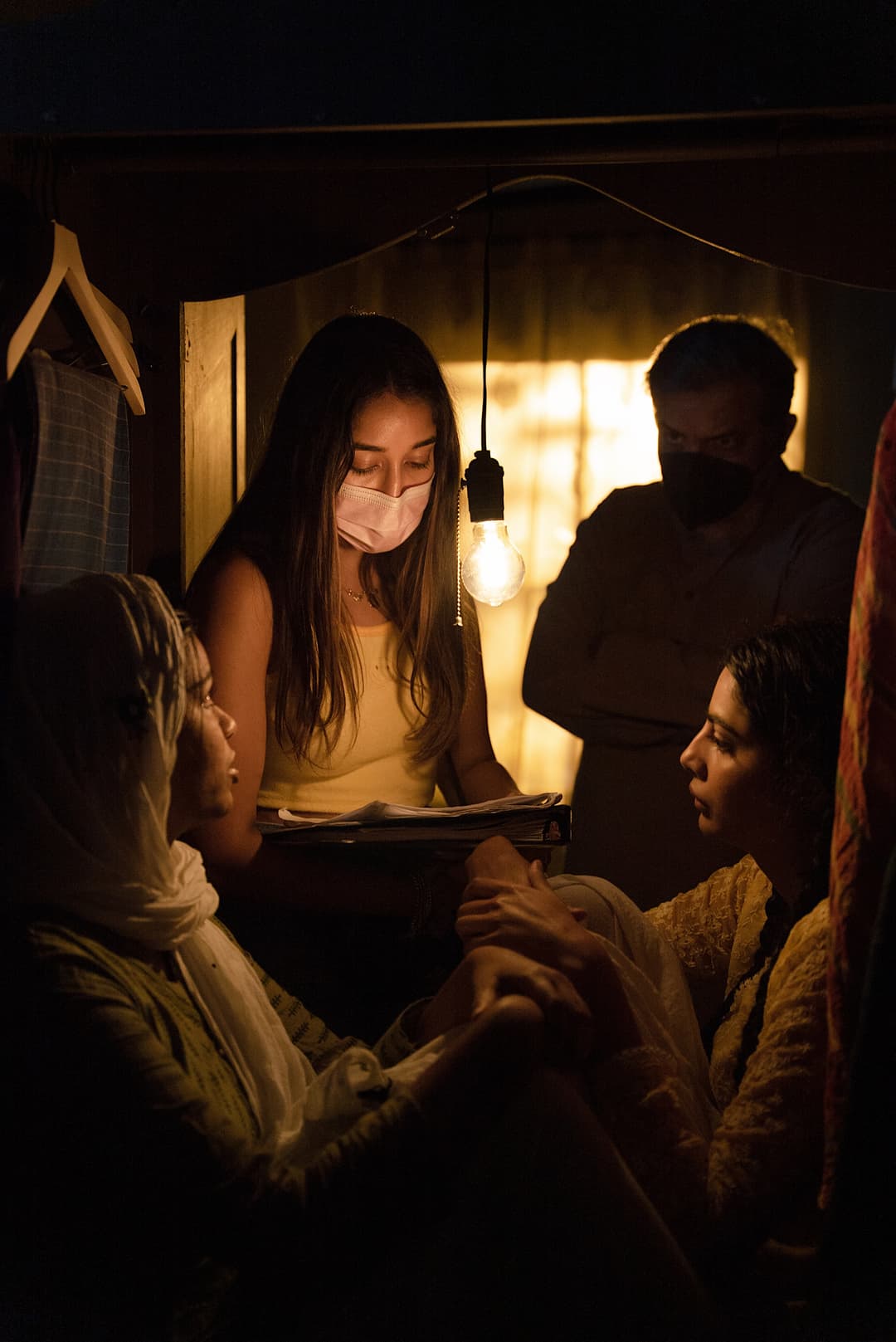 Kanika directing two women for her film, The Pomegranate Tree